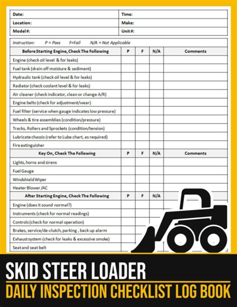 skid steer bobcat inspection checklist|skid steer inspection sheet.